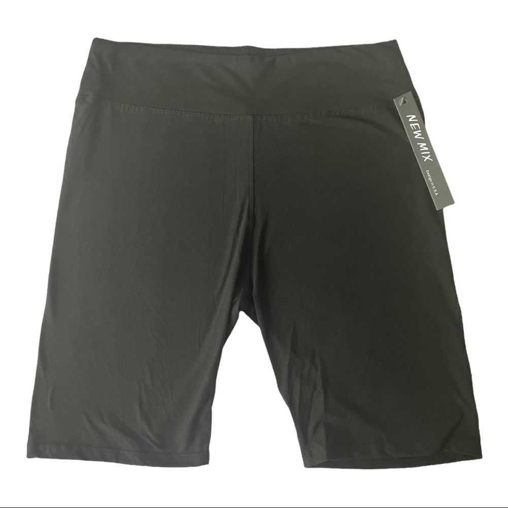 BLACK STRETCHY BIKER SHORTS